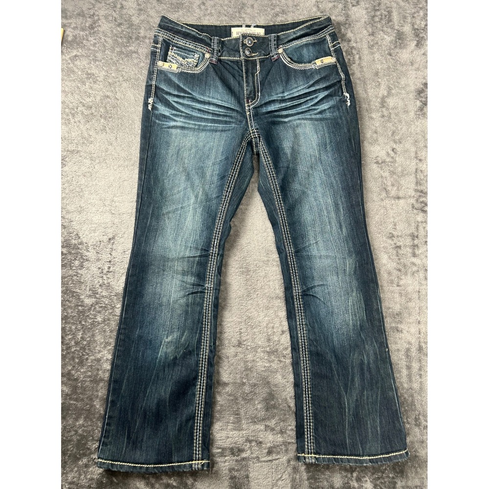 Hydraulic Bailey Bootcut Jeans Womens 14 Dark Wash Embroidered Embellished Y2K